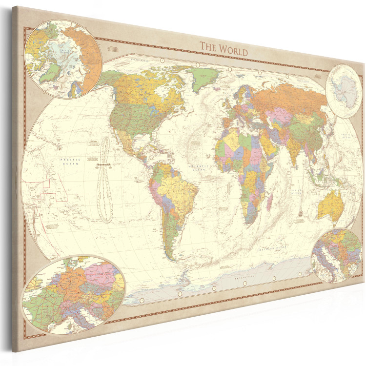 Canvas Print Cream World Map 106797 additionalImage 2