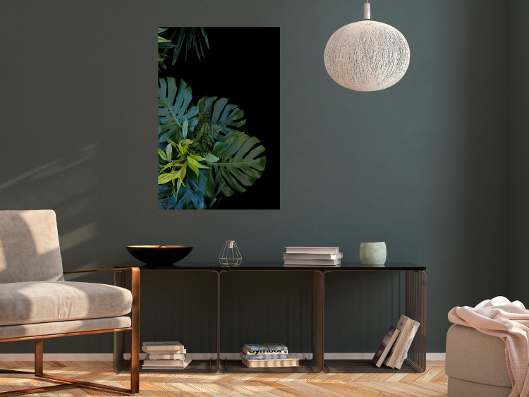 Wall Poster Monstera - Botanical composition of tropical leaves on a black background 114197 additionalImage 2