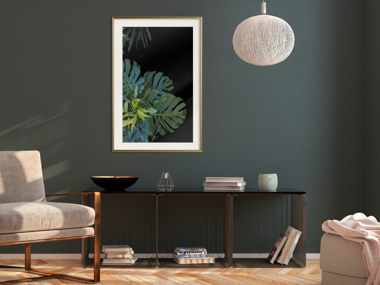 Wall Poster Monstera - Botanical composition of tropical leaves on a black background 114197 additionalImage 24