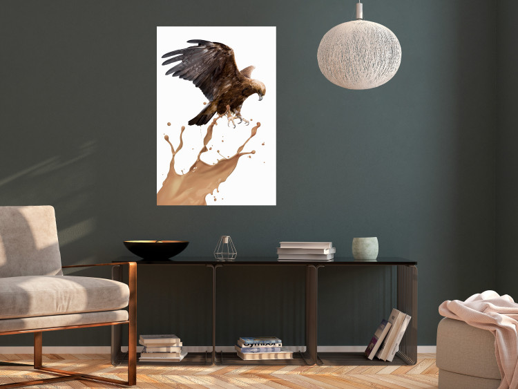 Poster Eagle - Predatory bird and brown paint on a solid background 114397 additionalImage 17