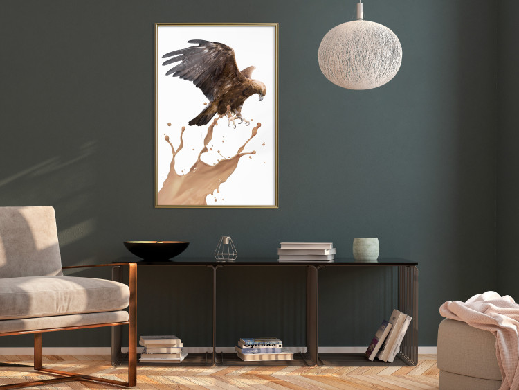 Poster Eagle - Predatory bird and brown paint on a solid background 114397 additionalImage 5