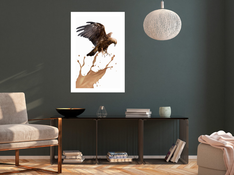 Poster Eagle - Predatory bird and brown paint on a solid background 114397 additionalImage 2