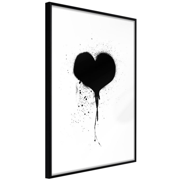 Poster Broken heart - simple black and white composition with a love symbol 115097 additionalImage 13