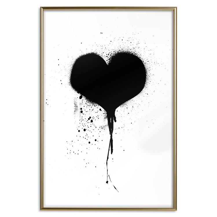 Poster Broken heart - simple black and white composition with a love symbol 115097 additionalImage 20