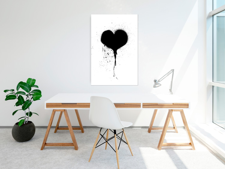 Poster Broken heart - simple black and white composition with a love symbol 115097 additionalImage 17