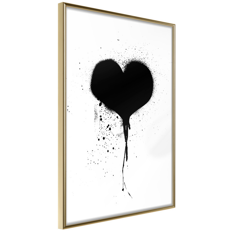 Poster Broken heart - simple black and white composition with a love symbol 115097 additionalImage 14