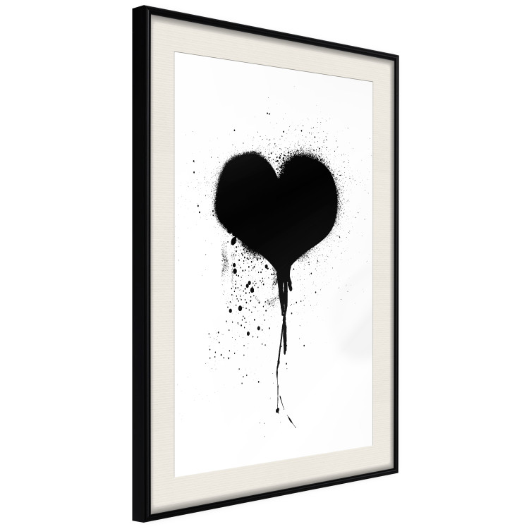 Poster Broken heart - simple black and white composition with a love symbol 115097 additionalImage 3