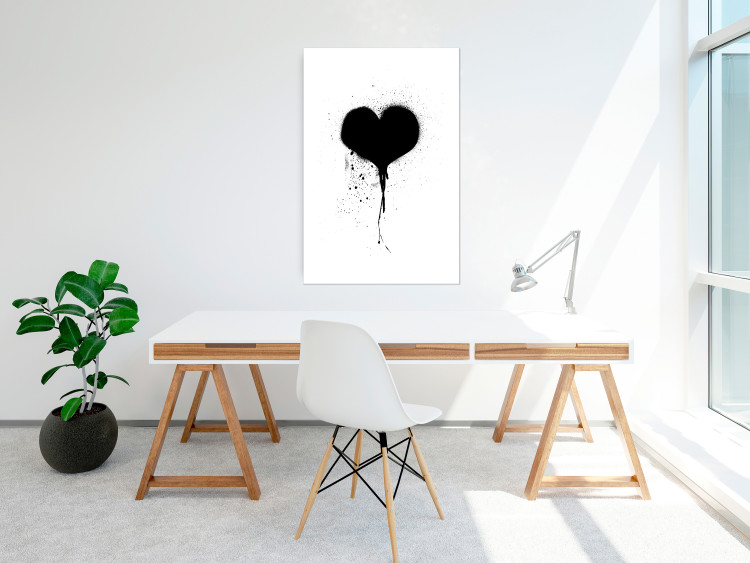 Poster Broken heart - simple black and white composition with a love symbol 115097 additionalImage 2