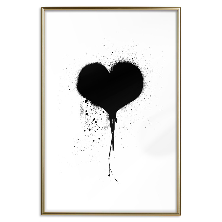 Poster Broken heart - simple black and white composition with a love symbol 115097 additionalImage 16