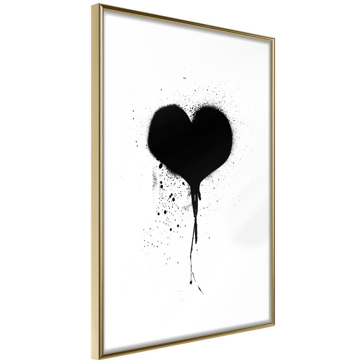 Poster Broken heart - simple black and white composition with a love symbol 115097 additionalImage 8