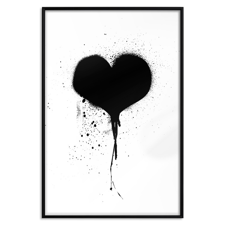 Poster Broken heart - simple black and white composition with a love symbol 115097 additionalImage 24