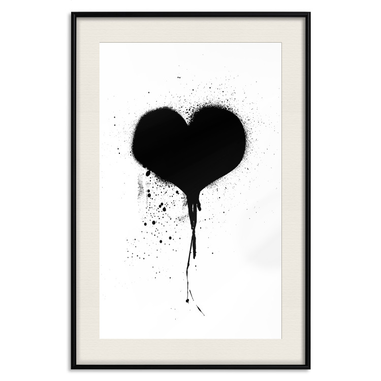 Poster Broken heart - simple black and white composition with a love symbol 115097 additionalImage 18