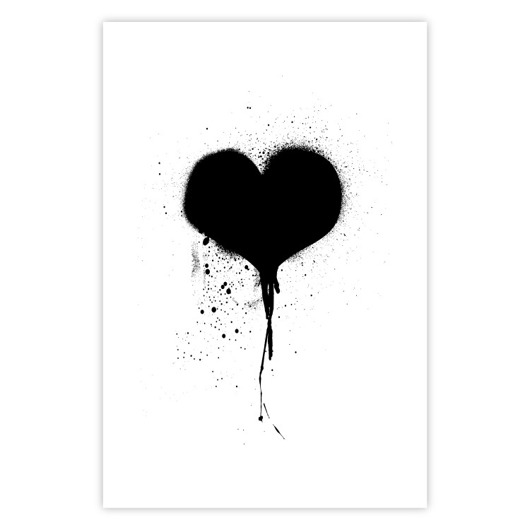 Poster Broken heart - simple black and white composition with a love symbol 115097 additionalImage 19