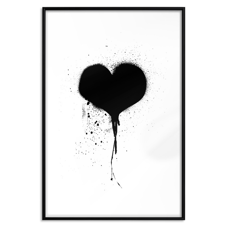 Poster Broken heart - simple black and white composition with a love symbol 115097 additionalImage 17