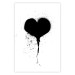 Poster Broken heart - simple black and white composition with a love symbol 115097