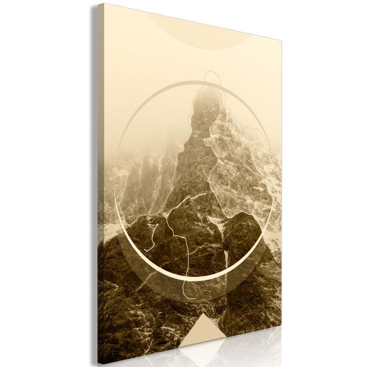 Canvas Sepia Mountains - a geometric landscape of rocky mountain peaks 117197 additionalImage 2