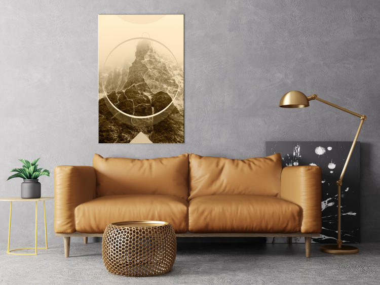 Canvas Sepia Mountains - a geometric landscape of rocky mountain peaks 117197 additionalImage 3