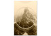 Canvas Sepia Mountains - a geometric landscape of rocky mountain peaks 117197