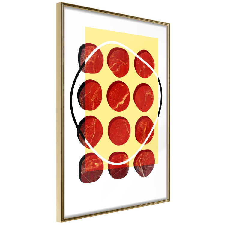 Wall Poster Twelve Steaks - unique abstraction in red circles on a yellow background 117397 additionalImage 12