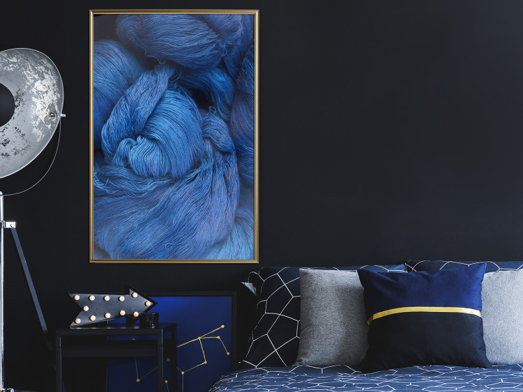 Poster Blue Yarn - winter composition with a ball of navy wool 117597 additionalImage 7