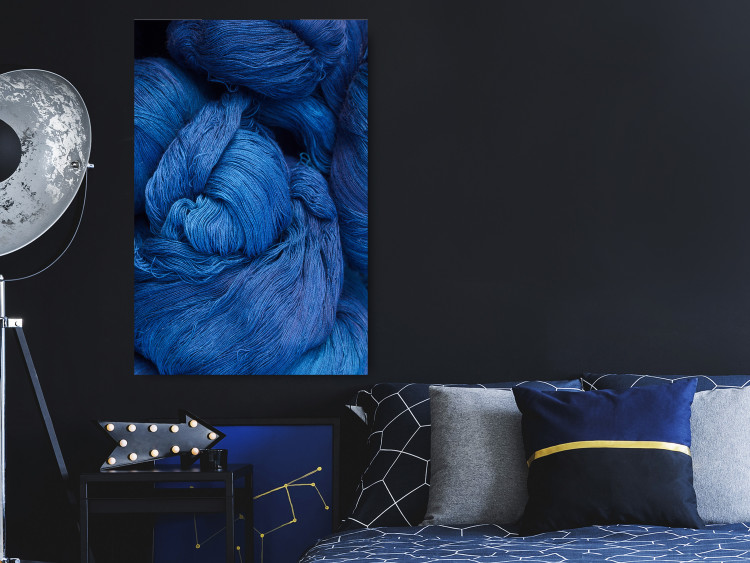 Poster Blue Yarn - winter composition with a ball of navy wool 117597 additionalImage 17