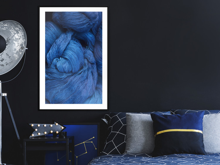 Poster Blue Yarn - winter composition with a ball of navy wool 117597 additionalImage 6
