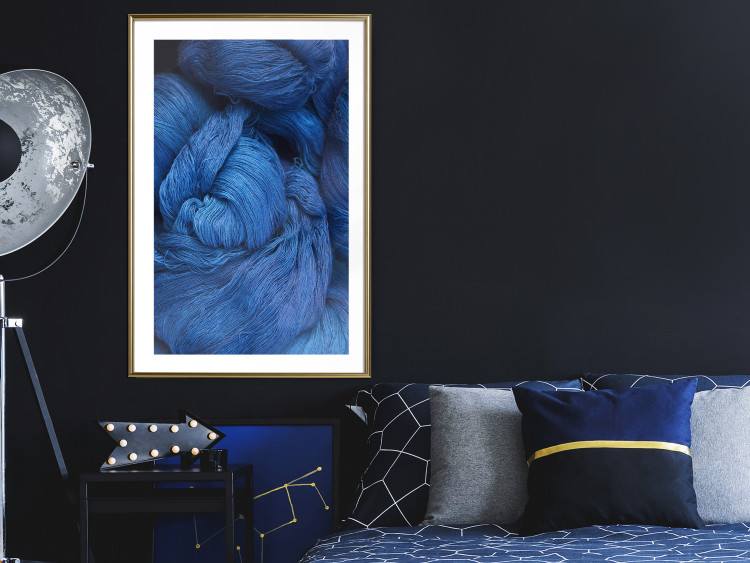 Poster Blue Yarn - winter composition with a ball of navy wool 117597 additionalImage 15
