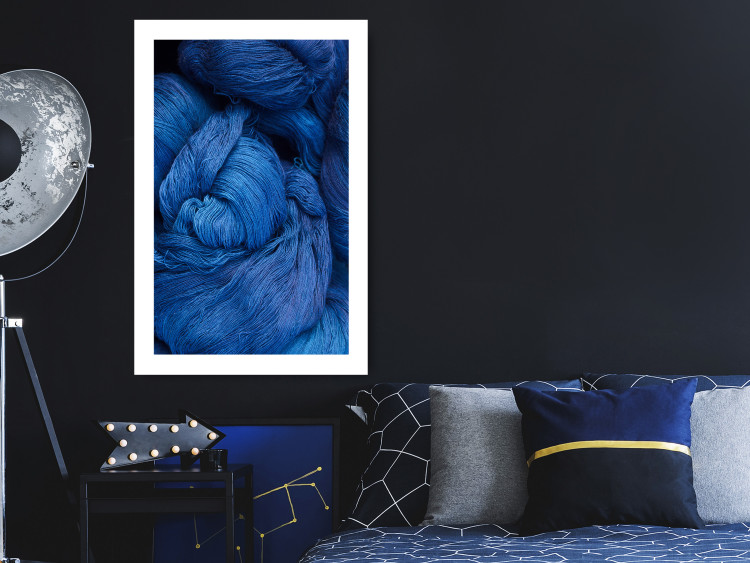 Poster Blue Yarn - winter composition with a ball of navy wool 117597 additionalImage 2
