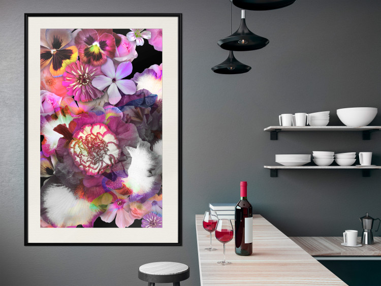 Wall Poster Harmony of Colors - composition with various colorful flowers on a black background 117997 additionalImage 22
