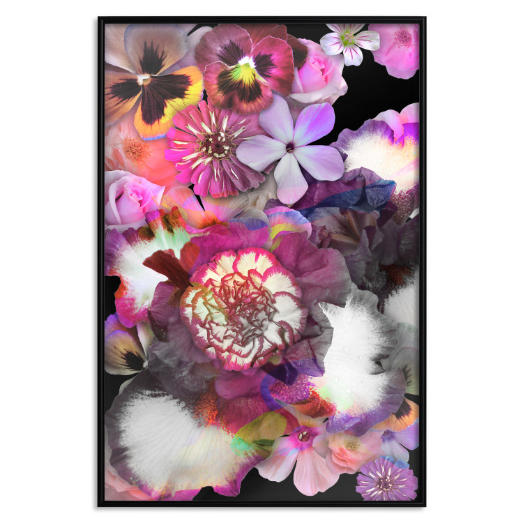 Wall Poster Harmony of Colors - composition with various colorful flowers on a black background 117997 additionalImage 24