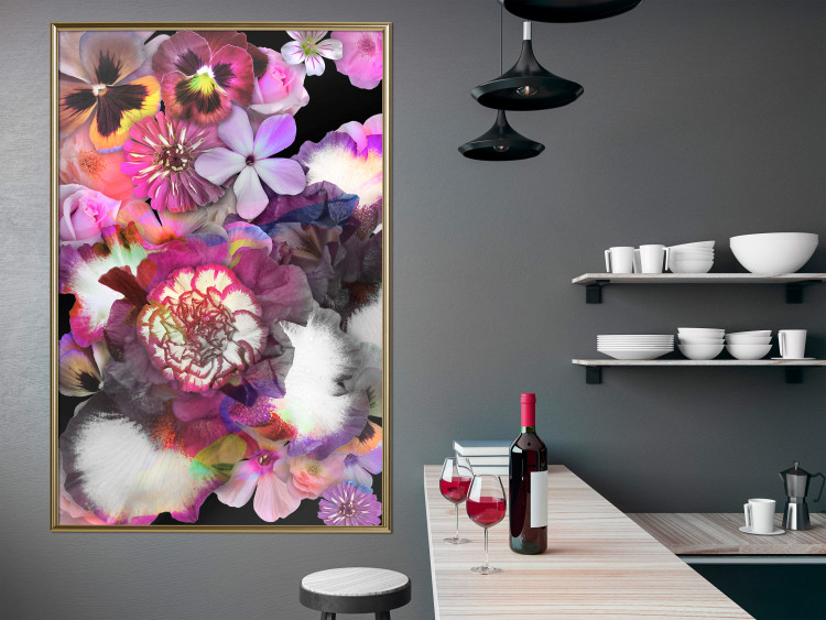 Wall Poster Harmony of Colors - composition with various colorful flowers on a black background 117997 additionalImage 11