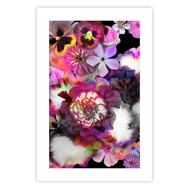 Wall Poster Harmony of Colors - composition with various colorful flowers on a black background 117997 additionalImage 25
