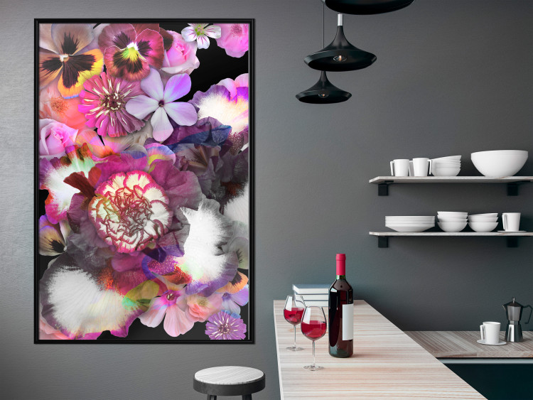 Wall Poster Harmony of Colors - composition with various colorful flowers on a black background 117997 additionalImage 8