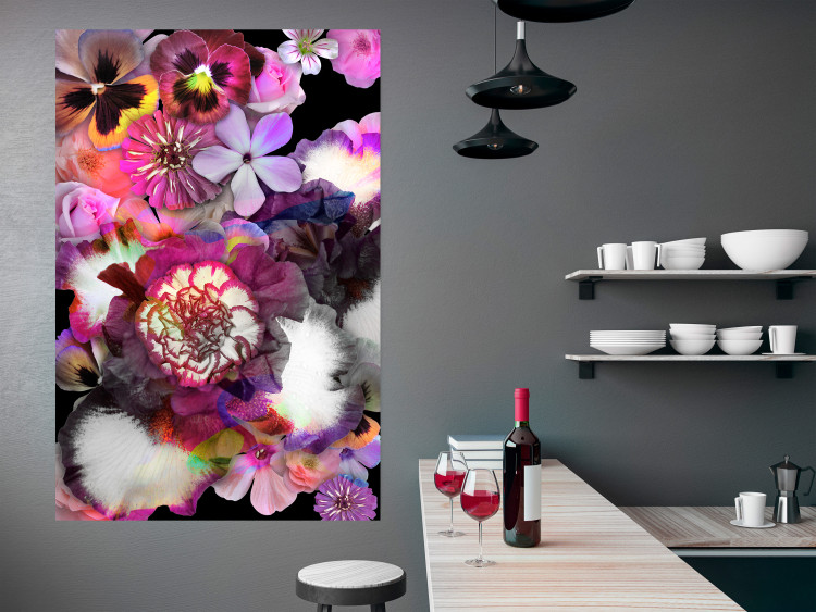 Wall Poster Harmony of Colors - composition with various colorful flowers on a black background 117997 additionalImage 23
