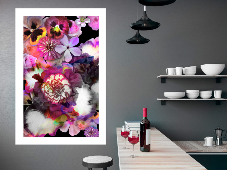 Wall Poster Harmony of Colors - composition with various colorful flowers on a black background 117997 additionalImage 9