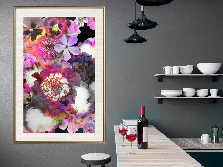 Wall Poster Harmony of Colors - composition with various colorful flowers on a black background 117997 additionalImage 21