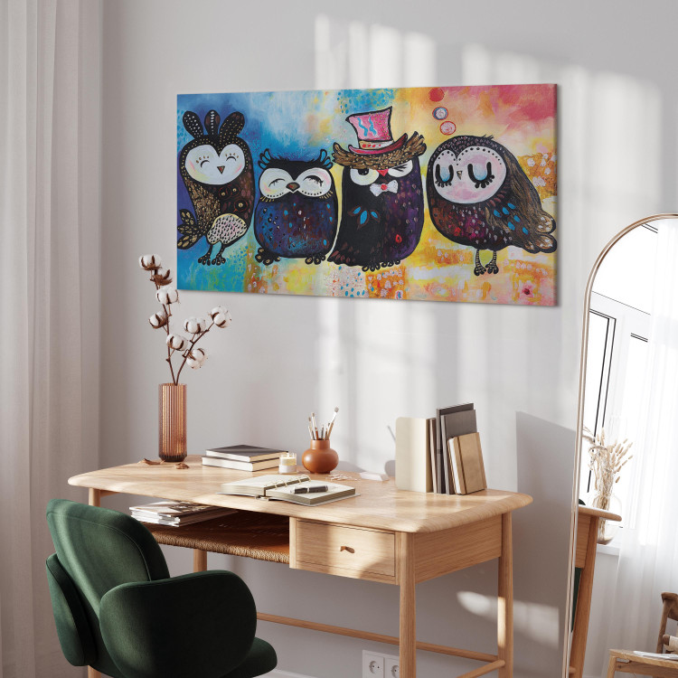 Canvas Print Colourful Owls (1 Part) Wide 118797 additionalImage 10