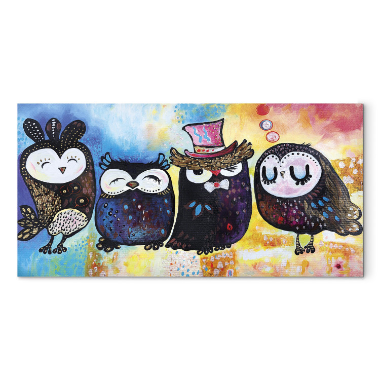 Canvas Print Colourful Owls (1 Part) Wide 118797 additionalImage 7