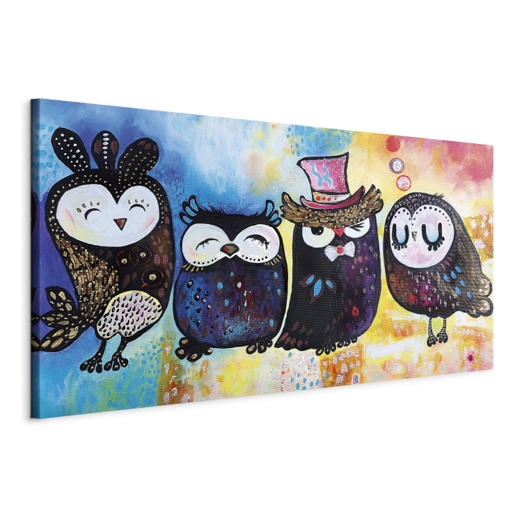 Canvas Print Colourful Owls (1 Part) Wide 118797 additionalImage 2