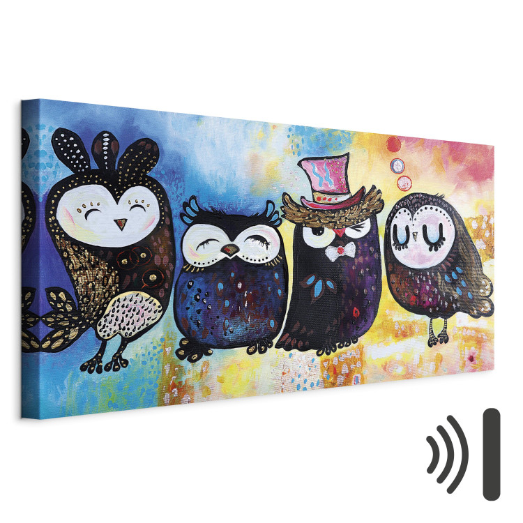 Canvas Print Colourful Owls (1 Part) Wide 118797 additionalImage 8