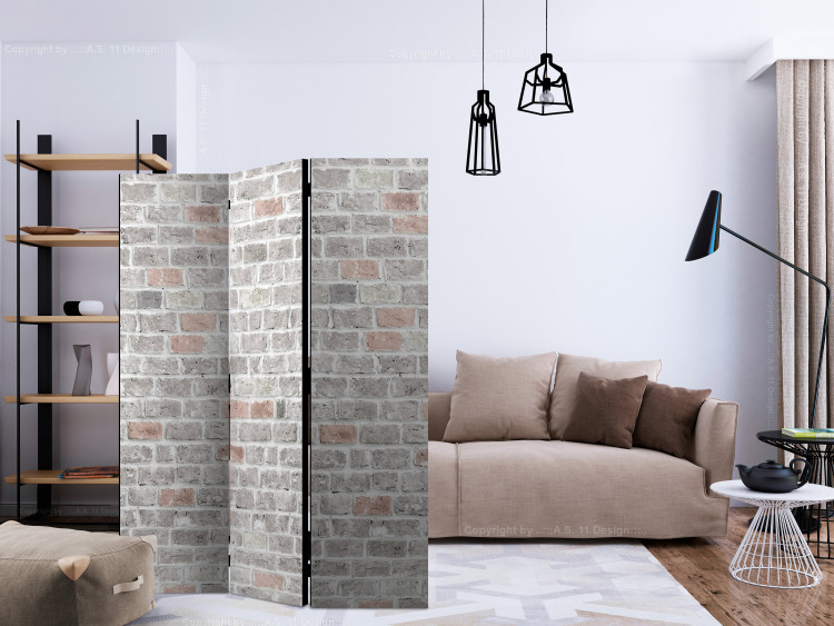 Room Divider Spring Shade - texture of gray brick with orange accents 122997 additionalImage 4