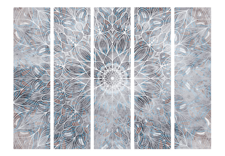 Room Separator Hazy Mandala II - oriental patterns in silver color in Zen style 123697 additionalImage 3