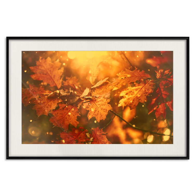 Poster Dancing Leaves - orange plants in golden autumn motif 123797 additionalImage 18