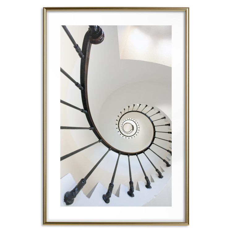 Poster Infinite Stairs - architecture of white stairs with metal railing 123897 additionalImage 14