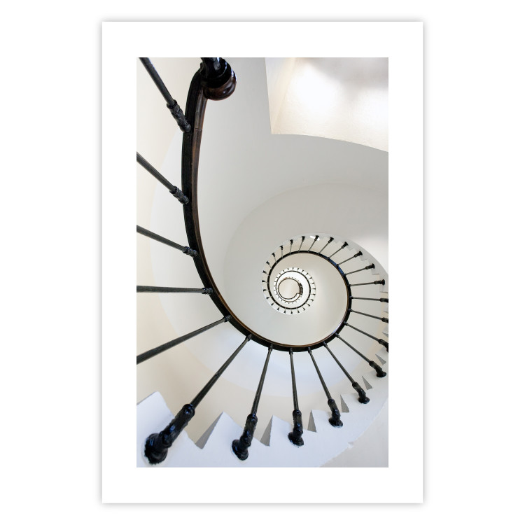 Poster Infinite Stairs - architecture of white stairs with metal railing 123897 additionalImage 19