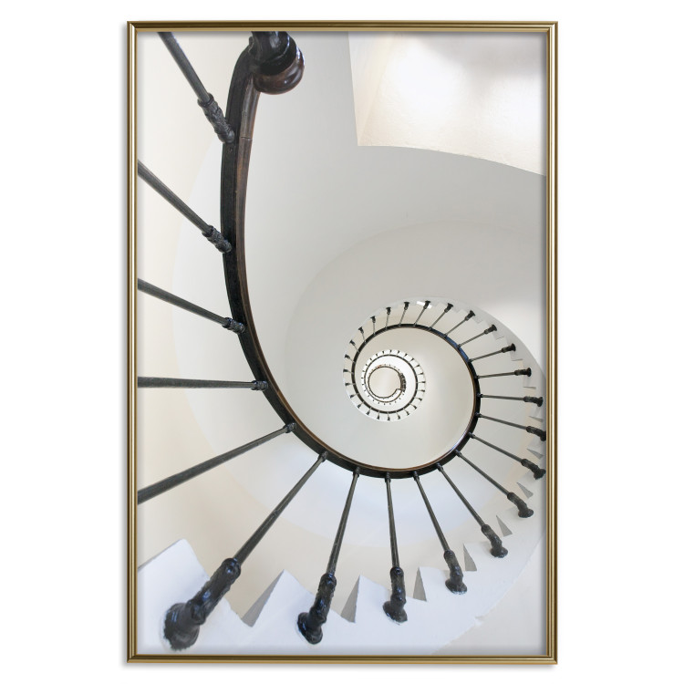 Poster Infinite Stairs - architecture of white stairs with metal railing 123897 additionalImage 16