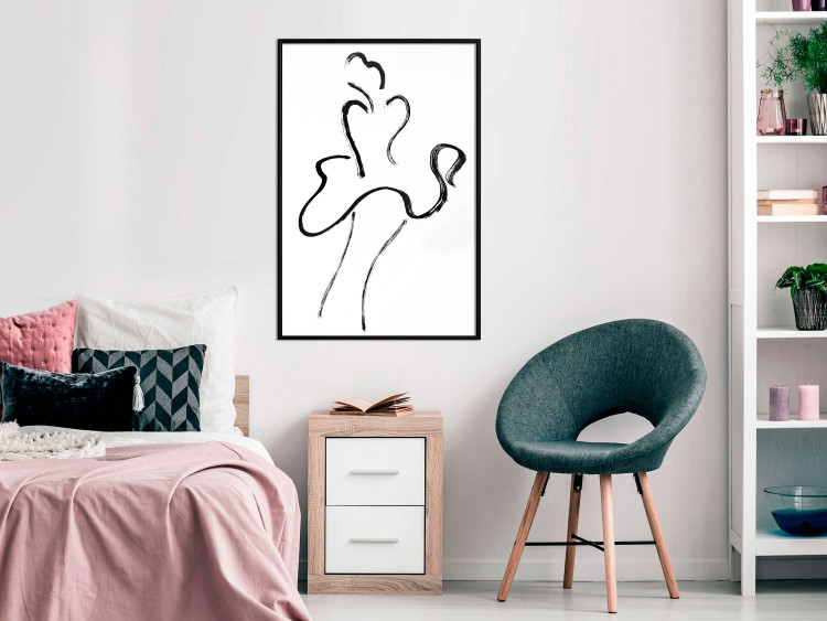 Wall Poster Marilyn - black line art of dancing female silhouette on white background 123997 additionalImage 3