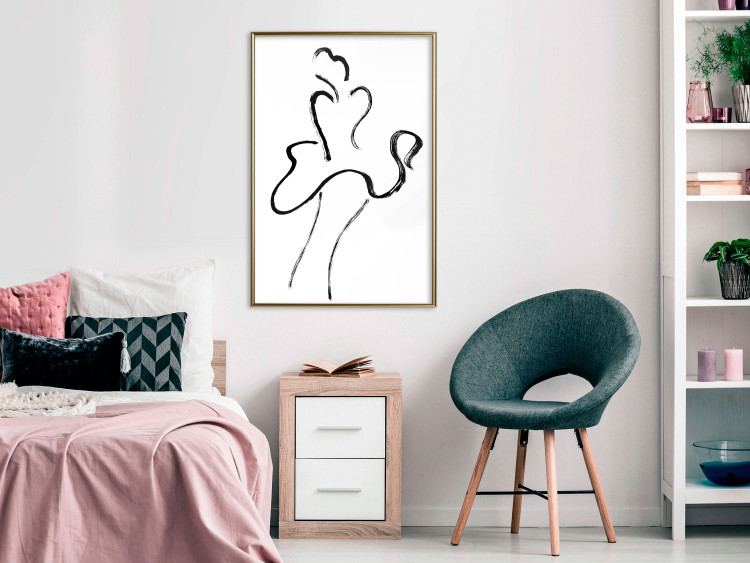 Wall Poster Marilyn - black line art of dancing female silhouette on white background 123997 additionalImage 5