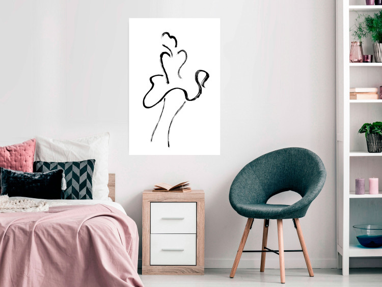 Wall Poster Marilyn - black line art of dancing female silhouette on white background 123997 additionalImage 2