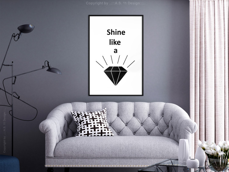Poster Shine like a Diamond - black and white diamond with English text 125097 additionalImage 4